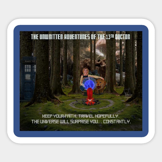 Doctor Who and the Cat Called Timeless Sticker by mjartscom